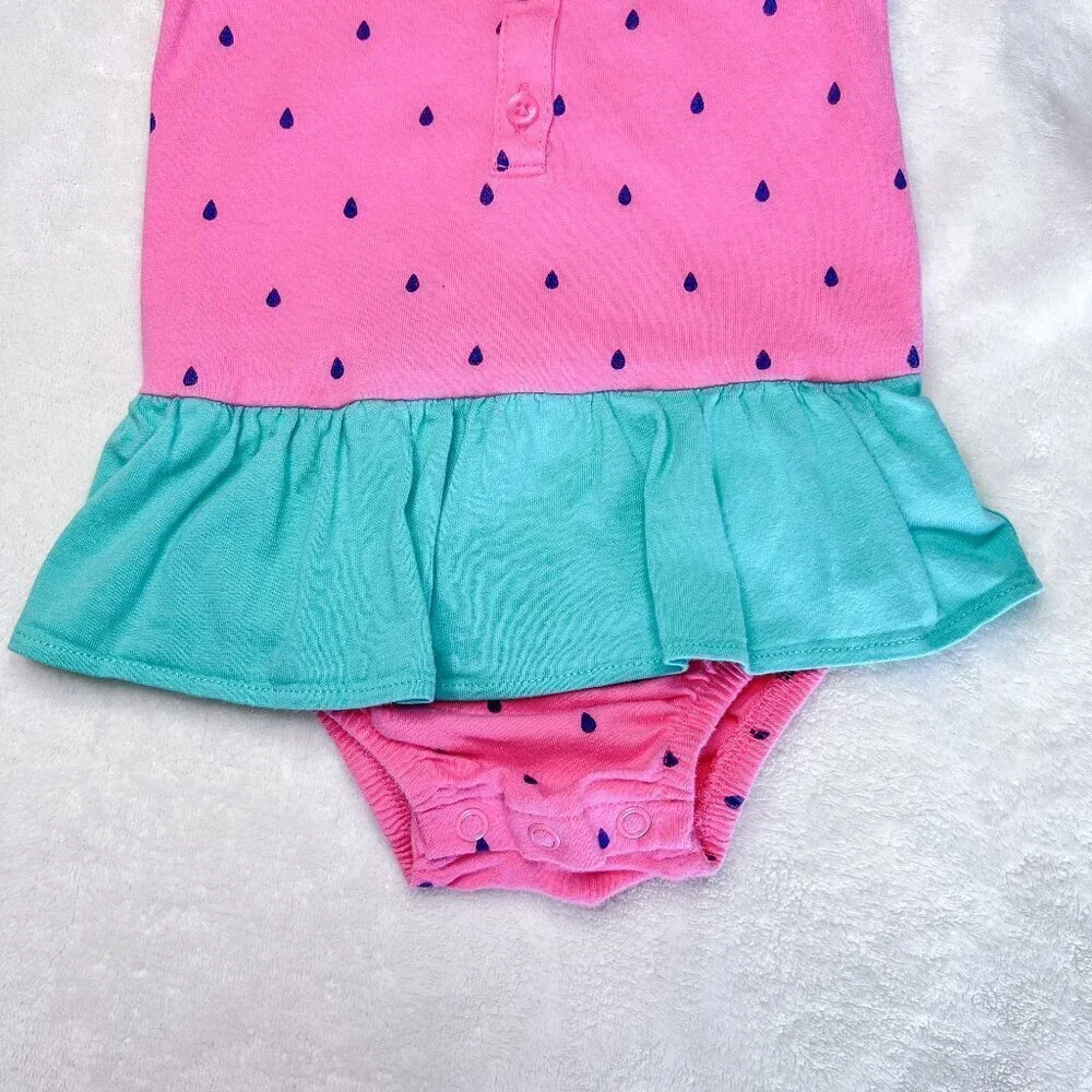 Carter's Baby Girls Bodysuit | Skirted | 12 Months | Watermelon | Pink | Cute